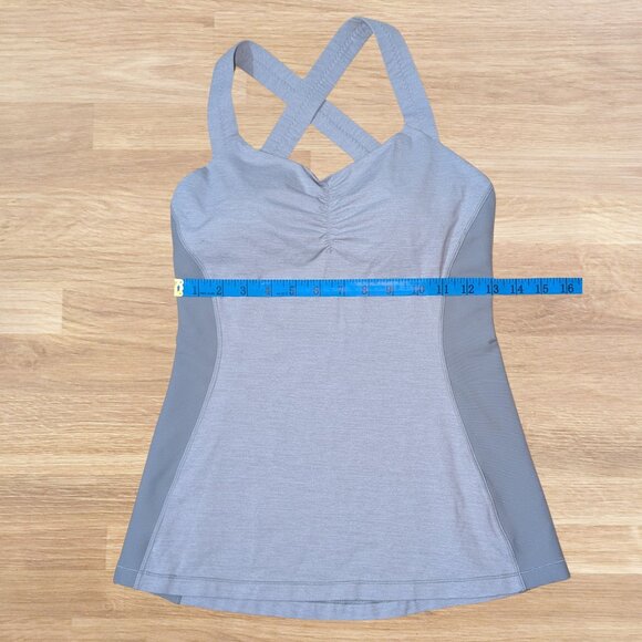 Lululemon Core Kicker Slim-Fitting Tank Top Heather Gray Pink Wide Straps Cross - Picture 12 of 16